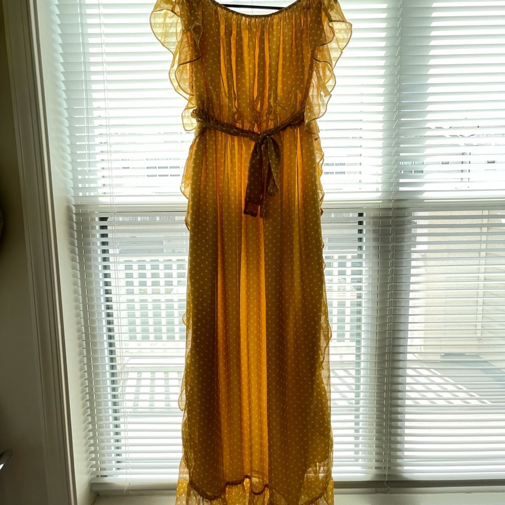 TULAROSA yellow polka dot dress